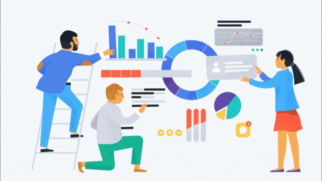 Группа людей работает с графиками и данными